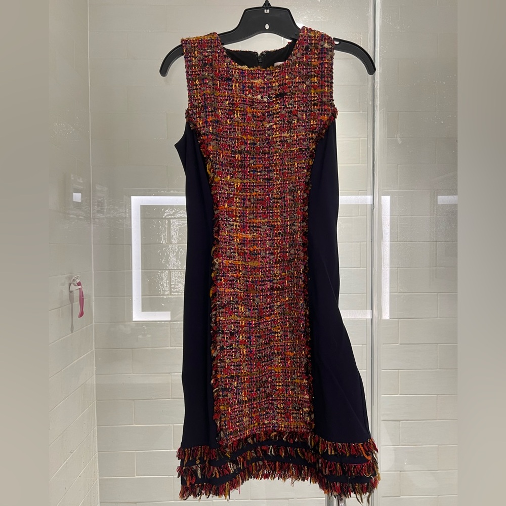 Diane Von Furstenberg designer Multicolor Tweed Midi Dress